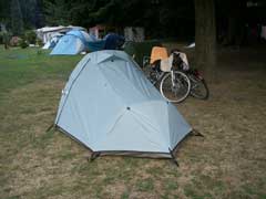 Unser Zelt auf den Campingplatz in Mehlem